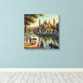 Zaragoza Basiliek aan de rivier Glow Canvas Afdruk (Insitu (Houten vloer))