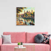 Zaragoza Basiliek aan de rivier Glow Canvas Afdruk (Insitu (Woonkamer))