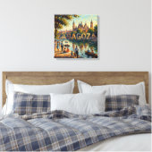 Zaragoza Basiliek aan de rivier Glow Canvas Afdruk (Insitu (Slaapkamer))