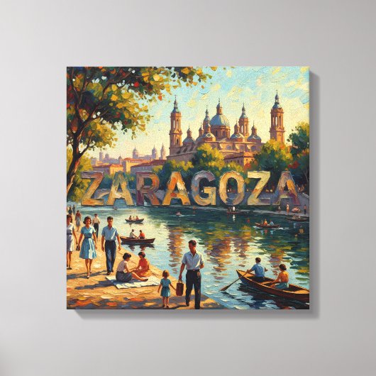 Zaragoza Basiliek aan de rivier Glow Canvas Afdruk (Voorkant)