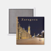 Zaragoza. Night. Plaza del Pilar. Magneet (Voorkant / Achterkant)