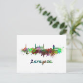 Zaragoza skyline in waterverf briefkaart (Staand voorkant)
