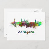 Zaragoza skyline in waterverf briefkaart (Voorkant / Achterkant)