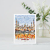 Zaragoza Spanje Beroemde reis Waterverf schets Briefkaart (Staand voorkant)