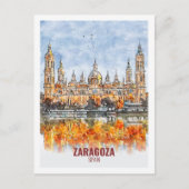 Zaragoza Spanje Beroemde reis Waterverf schets Briefkaart (Voorkant)