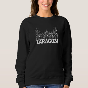 Zaragoza Spanje City Skyline Silhouette Outline Sk Trui