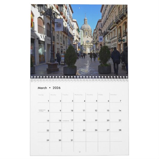 Zaragoza Spanje Kalender 2026 (Mar 2026)