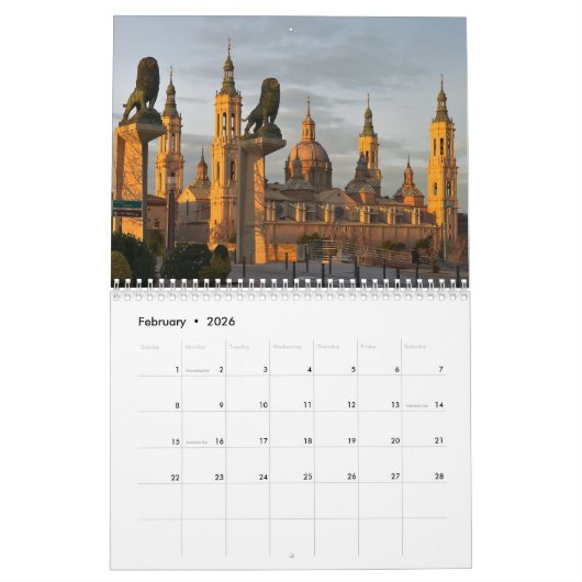 Zaragoza Spanje Kalender 2026 (Feb 2026)