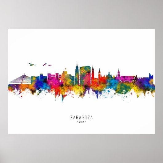 Zaragoza Spanje Skyline Poster (Voorkant)