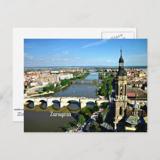 Zaragoza, Spanje - uitzicht van panoramiek Briefkaart (Voorkant / Achterkant)
