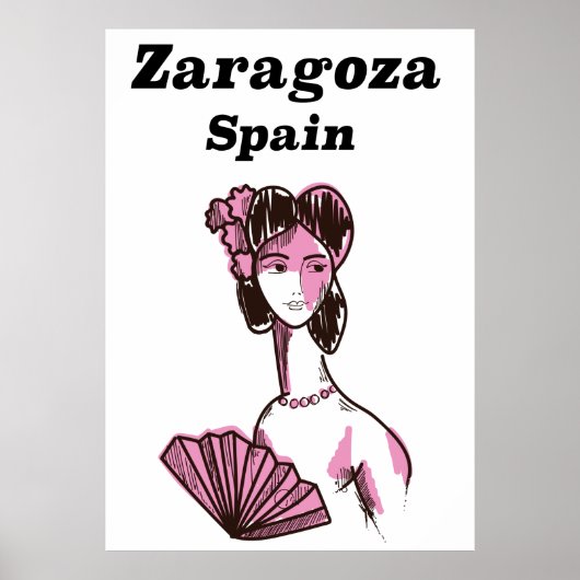 Zaragoza Spanje vintage reisposter Poster (Voorkant)