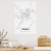 Zaragoza, Spanje (zwart op wit) Poster (Keuken)