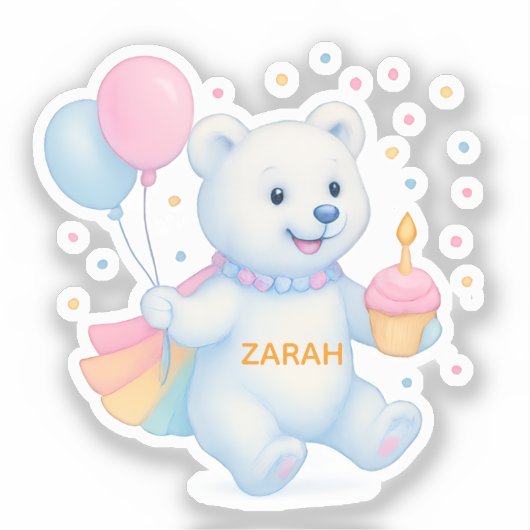 Zarah Dancing Polar Bear Custom-Cut Vinyl Sticker (Voorkant)