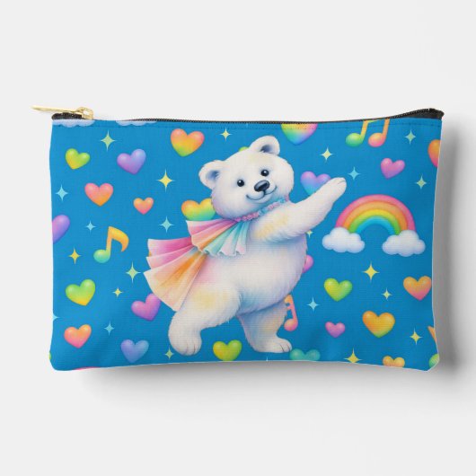 Zarah Dancing Polar Bear Zipper Pouch – Rainbows Etui (Voorkant)