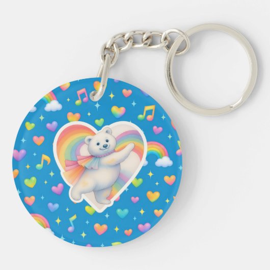 Zarah Dansende Ijsbeer Sleutelhanger – Regenboog (Achterkant)