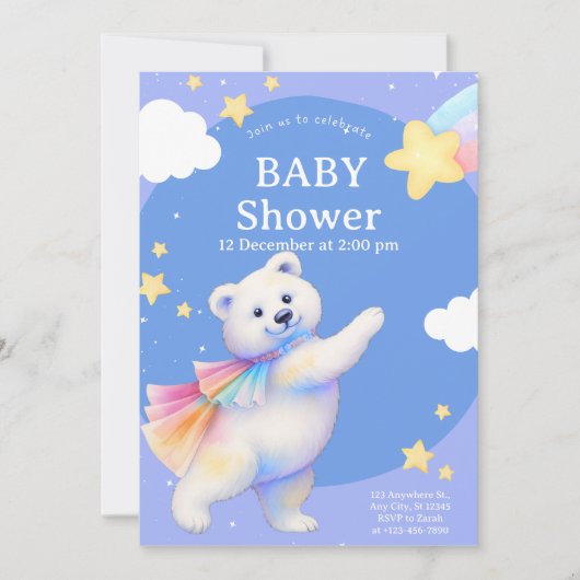 Zarah de dansende ijsbeer babyshower kaart (Voorkant)