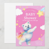 Zarah de dansende ijsbeer babyshower kaart (Voorkant / Achterkant)