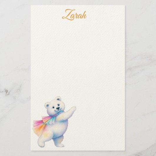 Zarah de dansende ijsbeer | Gepersonaliseerd Briefpapier (Voorkant)