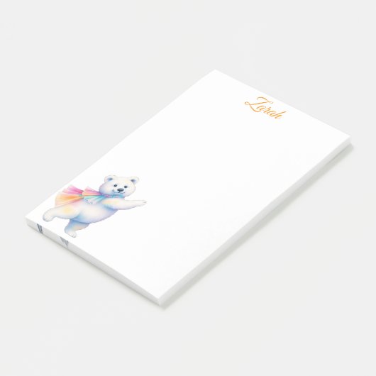 Zarah de dansende ijsbeer | Gepersonaliseerd Post-it® Notes (Schuin)