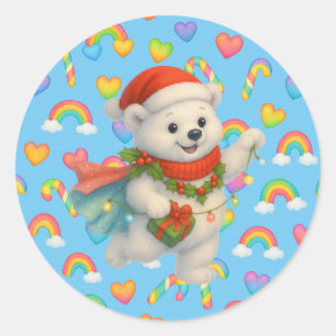 Zarah de dansende ijsbeer kerststicker ronde sticker