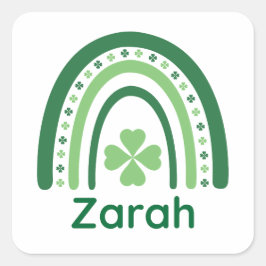Zarah Name Clover Boho Rainbow Vierkante Sticker