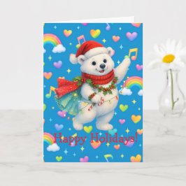 Zarah’s Winter Twirl — Pastel Rainbow Hearts Holid Kaart