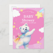 Zarah the Dancing Polar Bear Baby Shower Uitnodiging Briefkaart (Voorkant / Achterkant)