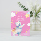 Zarah the Dancing Polar Bear Baby Shower Uitnodiging Briefkaart (Staand voorkant)