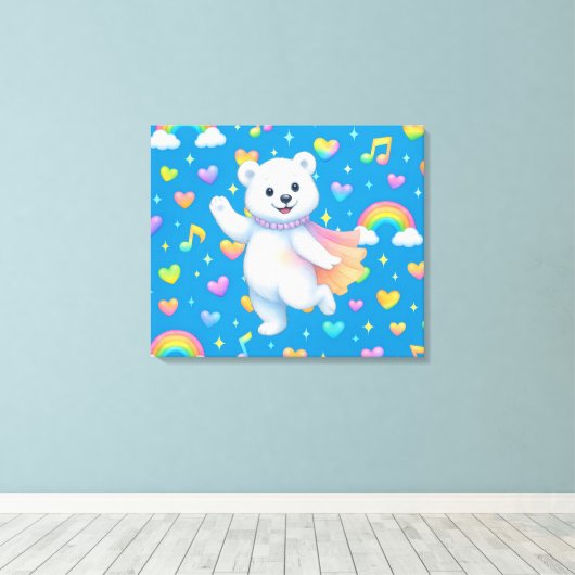 Zarah the Dancing Polar Bear Canvas Afdruk (Insitu (Houten vloer))