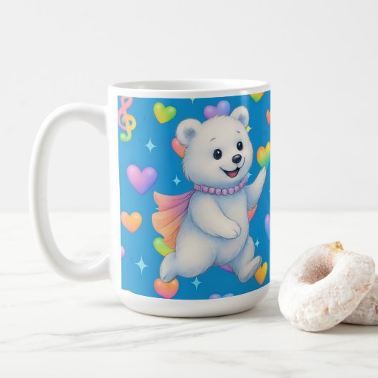 Zarah the Dancing Polar Bear Custom Party Cups Koffiemok (Met donut)