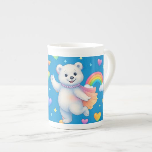 Zarah the Dancing Polar Bear Custom Party Cups Porselein Kop (Voorkant rechts)