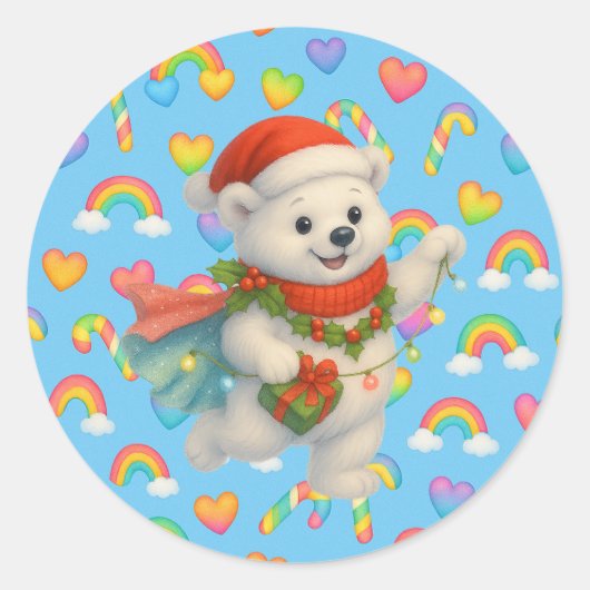 Zarah the Dancing Polar Bear Holiday Sticker  (Voorkant)