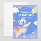Zarah the Dancing Polar Bear Invitation Kaart (Voorkant / Achterkant)
