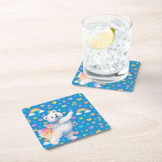 Zarah the Dancing Polar Bear • Paper Coasters Kartonnen Onderzetters (Insitu)