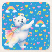 Zarah the Dancing Polar Bear • Paper Coasters Kartonnen Onderzetters (Voorkant)