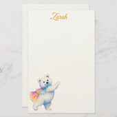 Zarah the Dancing Polar Bear | Personalized Briefpapier (Voorkant / Achterkant)
