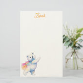 Zarah the Dancing Polar Bear | Personalized Briefpapier (Staand voorkant)