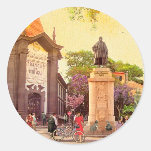 Zarco, o Descobridor da Madeira (Funchal) Ronde Sticker (Voorkant)