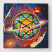 Zargon Orbz Kaleid Vierkante Klok (Voorkant)