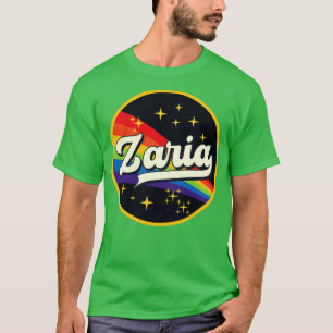 Zaria regenboog in ruimte stijl t-shirt