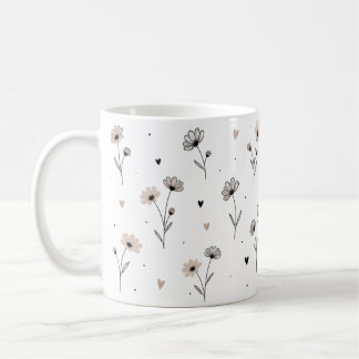 Zarte Blumentasse mit Herzen - Floral Design Koffiemok