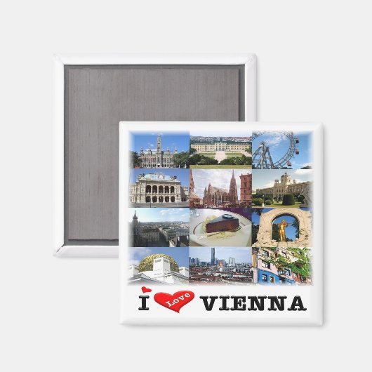 zAT006 WENEN I Love, Koelkast Magneet (Voorkant / Achterkant)