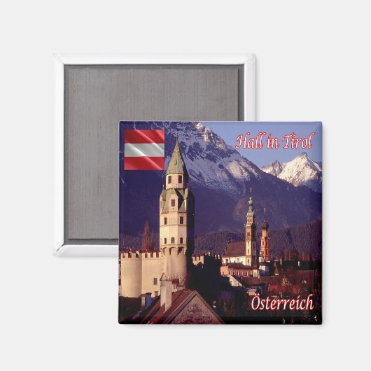 zAT019 HAL IN TIROL Oostenrijk, Koelkast Magneet (Voorkant / Achterkant)