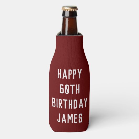 Zaterdag 60ste Elegant Burgundy Pap Stijlvol Flesjeskoeler (Fles Voorkant)