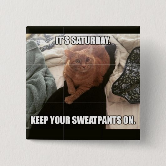 Zaterdag advies vierkante button 5,1 cm (Voorkant)