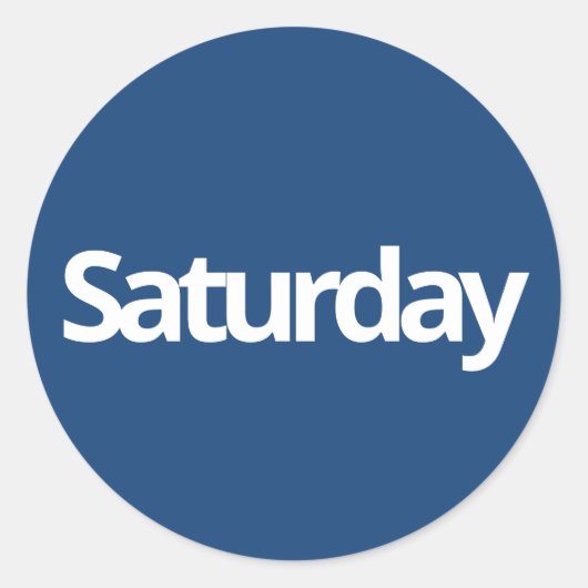 Zaterdag dag planning levert eenvoudige marine wit ronde sticker (Voorkant)