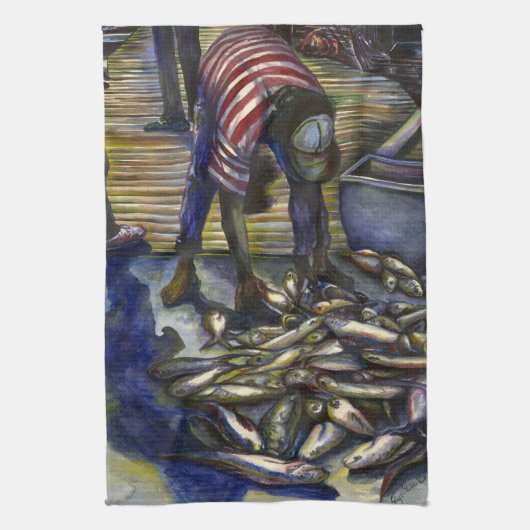 Zaterdag de zegeningen, Harbour Island, Bahama's Theedoek (Verticaal)