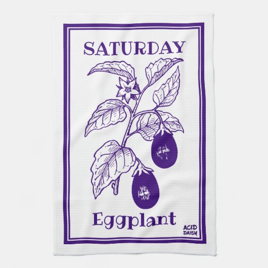 Zaterdag Eggplant - keukenhanddoek (Verticaal)
