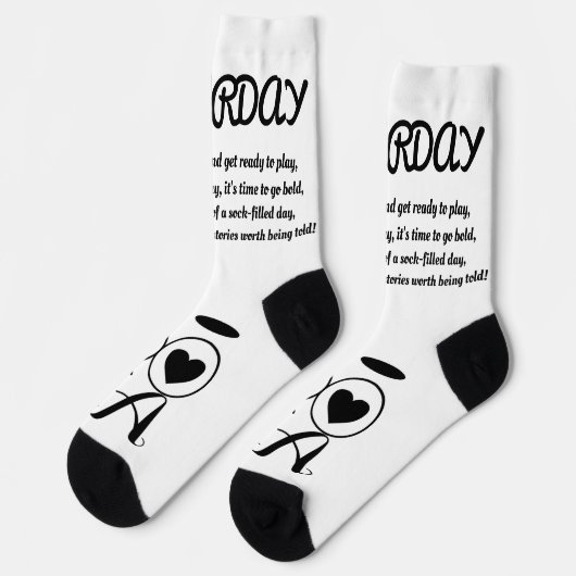 Zaterdag Gedicht Sokken - Trendy, Funny, White&Bla (Links)