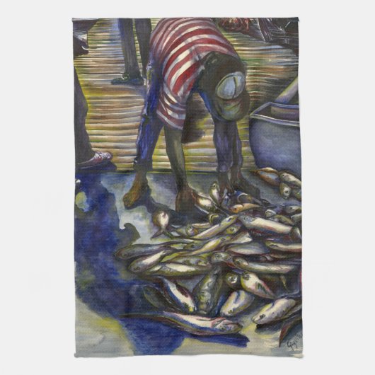 Zaterdag in de zegeningen, Harbor Island Theedoek (Verticaal)